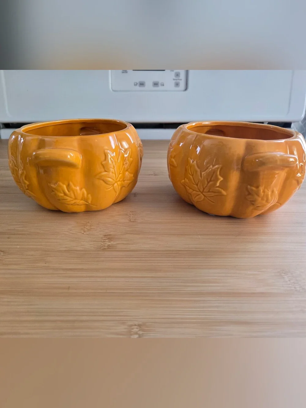 2 Orange Ceramic Pumpkin Bowls – Fall Home Accent - NWT